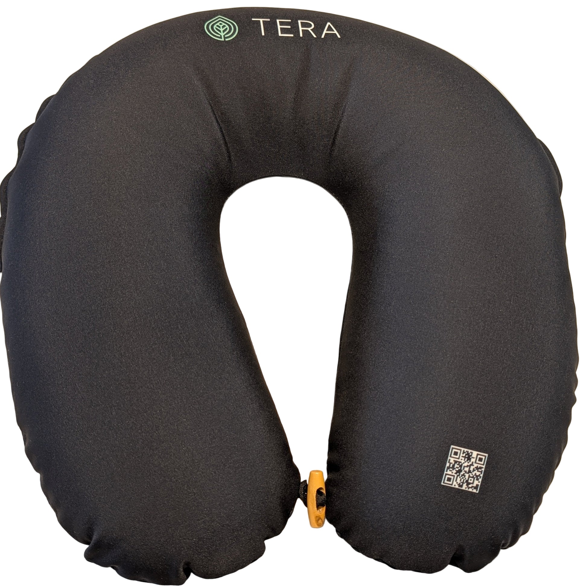 Blacksauna neck pillow with 'Tera' branding on a beige surface